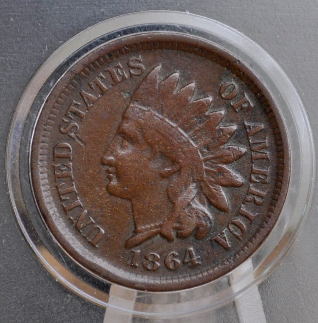 1864 Indian Head Penny - Choose by Grade F-XF (Fine to Extremely Fine) -Civil War Era Coin - Indian Head Cent 1864 Cent - Bronze, No L