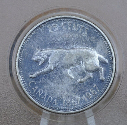 1967 Canadian Silver Quarter - BU (Uncirculated), Prooflike - 80% Silver - Queen Elizabeth II Silver Commemorative Quarter 1967 Canada