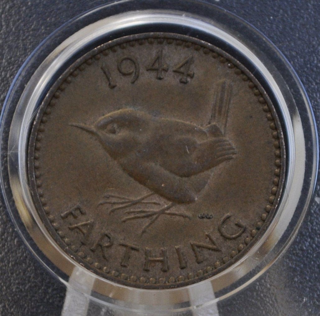 1944 Farthing Great Britain - Great Condition - UK 1 Farthing 1944 Wren Design - King George VI - British One Farthing 1944