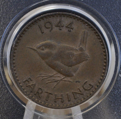 1944 Farthing Great Britain - Great Condition - UK 1 Farthing 1944 Wren Design - King George VI - British One Farthing 1944