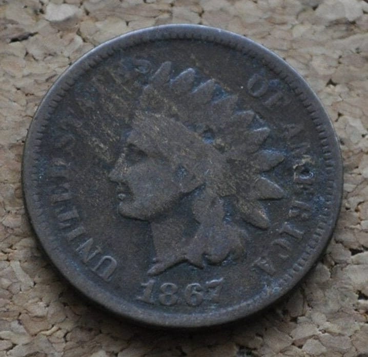 1867 Indian Head Penny - Key Date - G (Good) Grade / Condition - Civil War Era Coin - 1867 Cent
