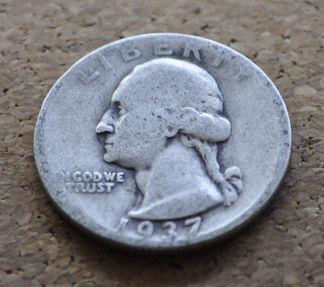 1937 Washington Silver Quarter - G/VG-F (Good/Very Good to Fine) Choose by Grade - 1937 P Washington Quarter Philadelphia Mint 1937 Quarter