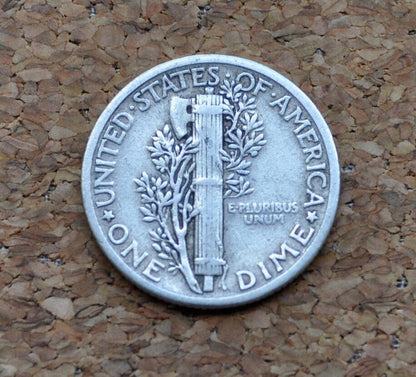 1928 Mercury Silver Dime - F-VF (Fine to Very Fine) Grade - Philadelphia Mint - 1928-P Mercury Head Dime / 1928P Winged Liberty Head Dime