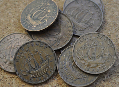 Uk Half Pennies - Choose By Date - Great Britain Half Penny 1910'S 20'S 30S 40'S 50'S 60'S Halfpenny, Ha'penny Uk Coins - All F To Au Grades