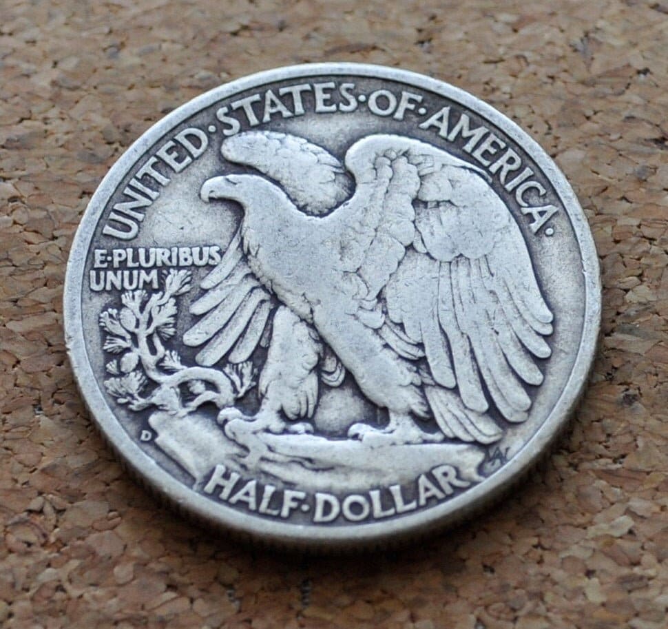 1942-D Walking Liberty Silver Half Dollar - F-VF (Fine to Very Fine) Grade / Condition - Denver Mint - 1942D, 1942 D Half Dollar