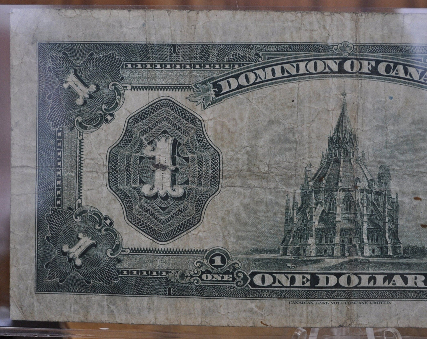 1923 One Dollar Dominion of Canada - VF (Very Fine) - Purple Seal, C Series, Very Rare Type for this Note - McCavour-Saunders - Higher Grade