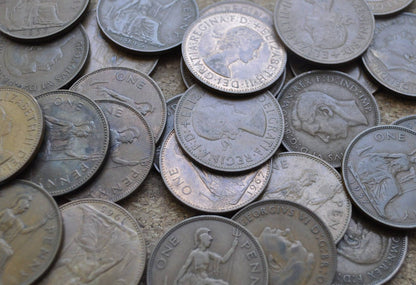 UK Pennies Large Cents 1937-1967 - Choose By Date, mixed conditions - 1930&#39;s, 1940&#39;s, 1950&#39;s 1960&#39;s UK Shillings Queen Elizabeth, George VI