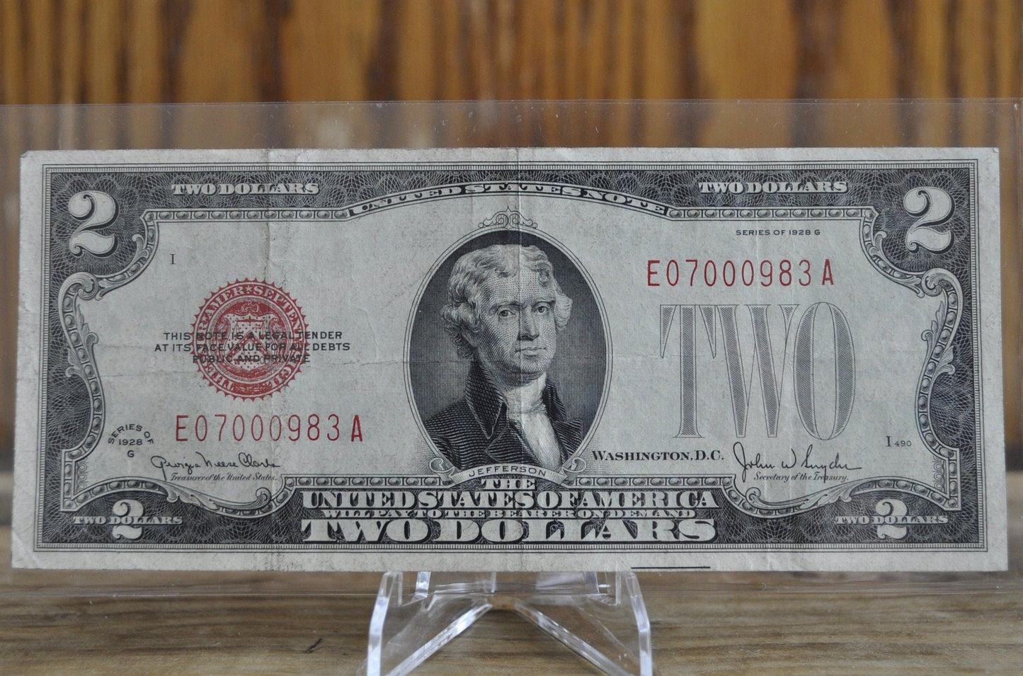 1928 Red Seal 2 Dollar US Note - Cull to AU Grades - 1928 G Two Dollar Bill U.S. Note 1928 2 Dollar Fr#1501 through Fr#1508