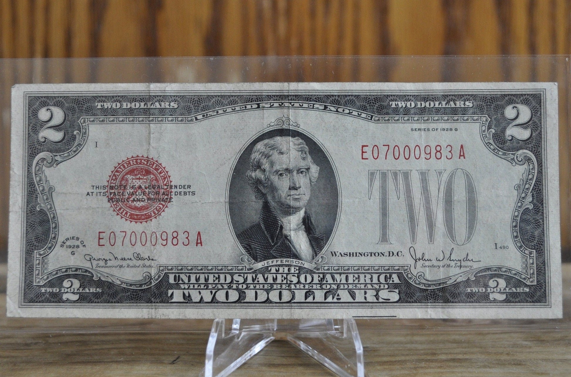 1928 Red Seal 2 Dollar US Note - Cull to AU Grades - 1928 G Two Dollar Bill U.S. Note 1928 2 Dollar Fr#1501 through Fr#1508