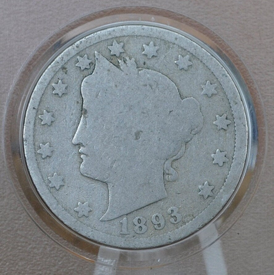 1893 V Nickel - AG (About Good) Grade / Condition - 1893 Liberty Head Nickel - Philadelphia Mint - Better Date - Nickel Collection