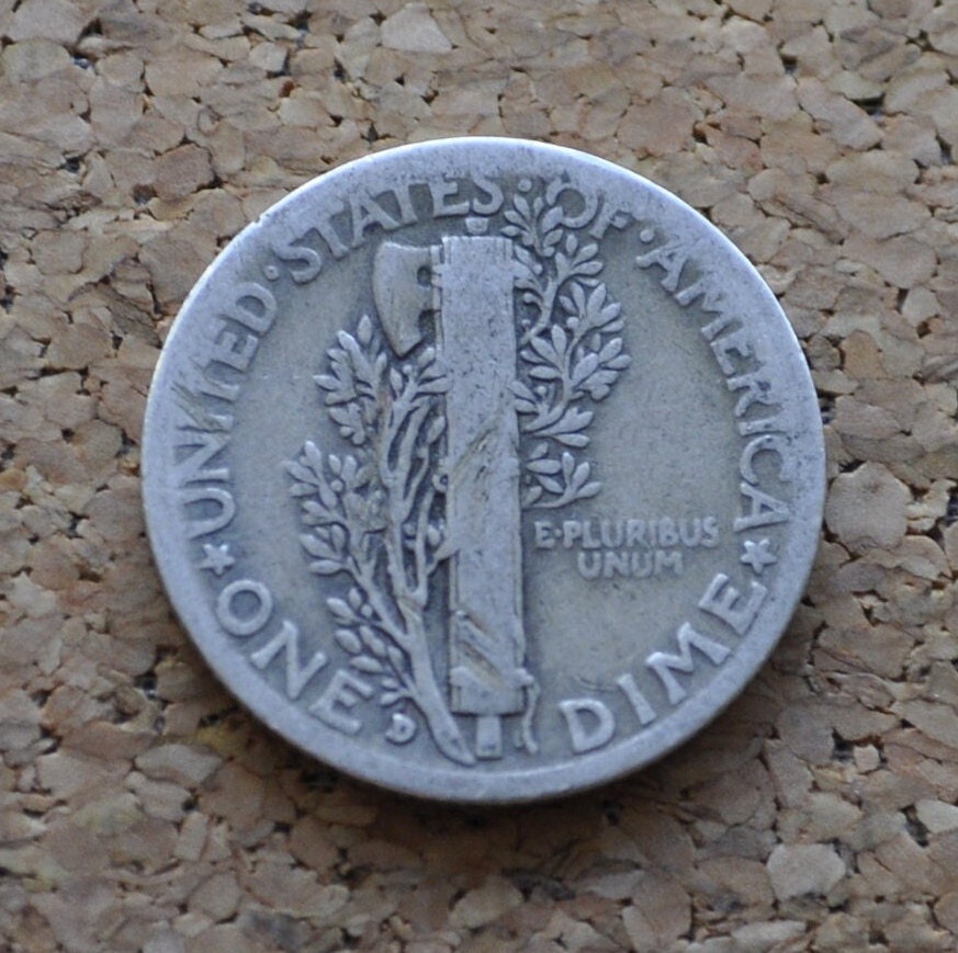 1934-D Mercury Dime - F to VF (Fine to Very Fine) - Denver Mint - Winged Liberty Head Dime 1934D - Silver Dime 1934 D