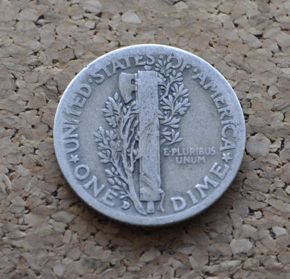 1934-D Mercury Dime - F to VF (Fine to Very Fine) - Denver Mint - Winged Liberty Head Dime 1934D - Silver Dime 1934 D