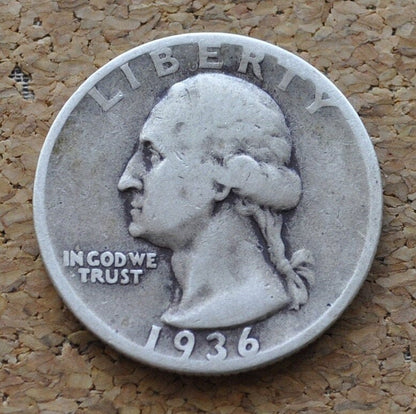 1936 Washington Quarter - G-XF (Good to Extremely Fine) Condition; Choose by Grade - Philadelphia Mint - 1936-P Washington Quarter