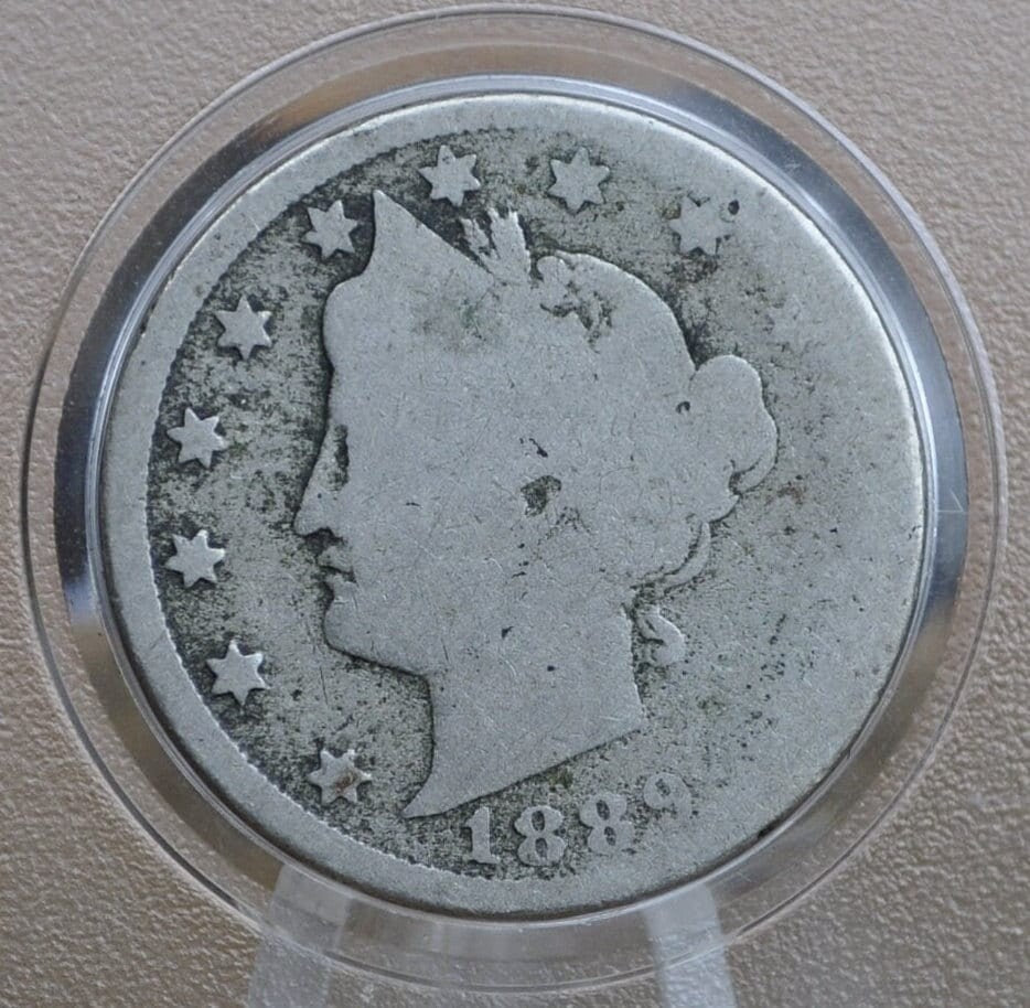 1889 V Nickel - AG-VG (About Good to Very Good) Grade - 1889 Liberty Head Nickel - Philadelphia Mint - Better Date - Nickel Collection