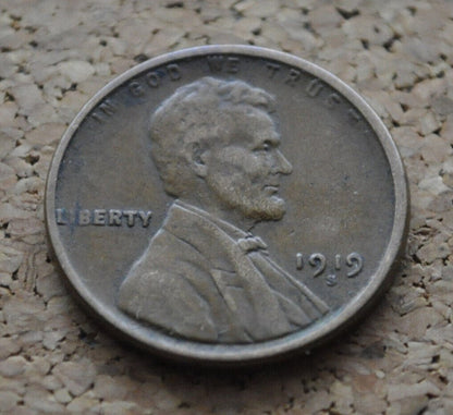 1919 S Wheat Penny - Vf To Ef Condition, Great Detail - Wwi Era Coin - San Francisco Mint - 1919 S Wheat Cent - 1919 S Penny - 1919 S Cent