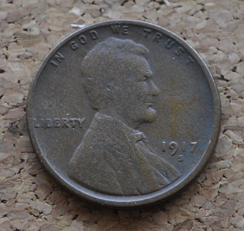 1917-S Wheat Penny - G-F (Good To Fine) - San Francisco Mint - World War I Era Coin - Good Date And Mint - 1917 S Wheat Cent