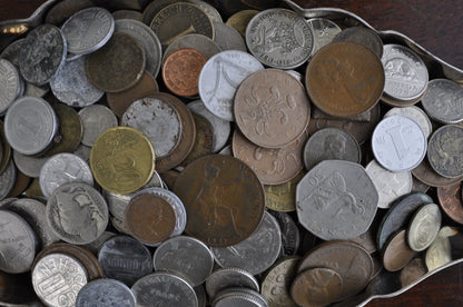 Coins & Tokens by the Pound - Americas, Europe, Asia, Africa - US Coins and Many others - Buffalo Nickels, Farthings, Pence, Pound, Penny