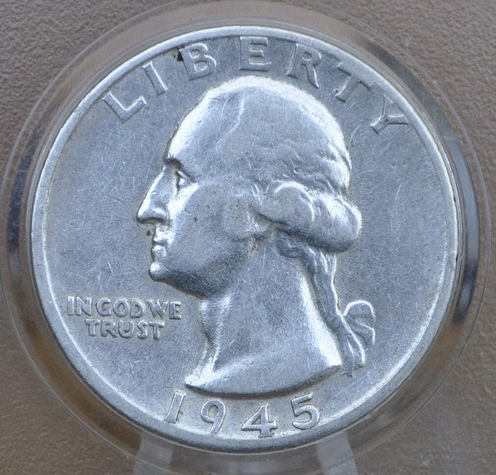 1945-S Washington Silver Quarter - F-AU (Fine to About Uncirculated) Grade / Condition - San Francisco Mint - 1945 S Silver Quarter 1945 S