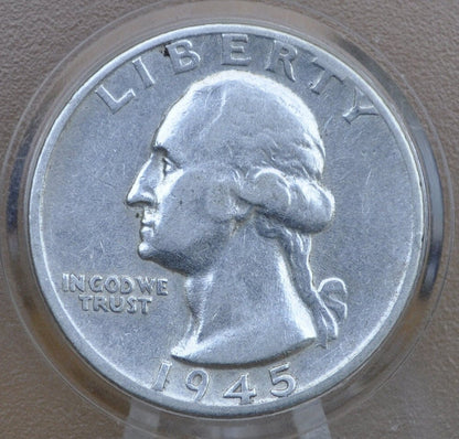 1945-S Washington Silver Quarter - F-AU (Fine to About Uncirculated) Grade / Condition - San Francisco Mint - 1945 S Silver Quarter 1945 S