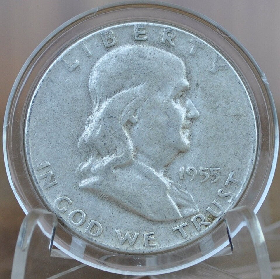 1955 Franklin Half Dollar- Choose by Grade - Key Date of the Franklin Series - 1955P Silver Half Dollar - Philadelphia Mint