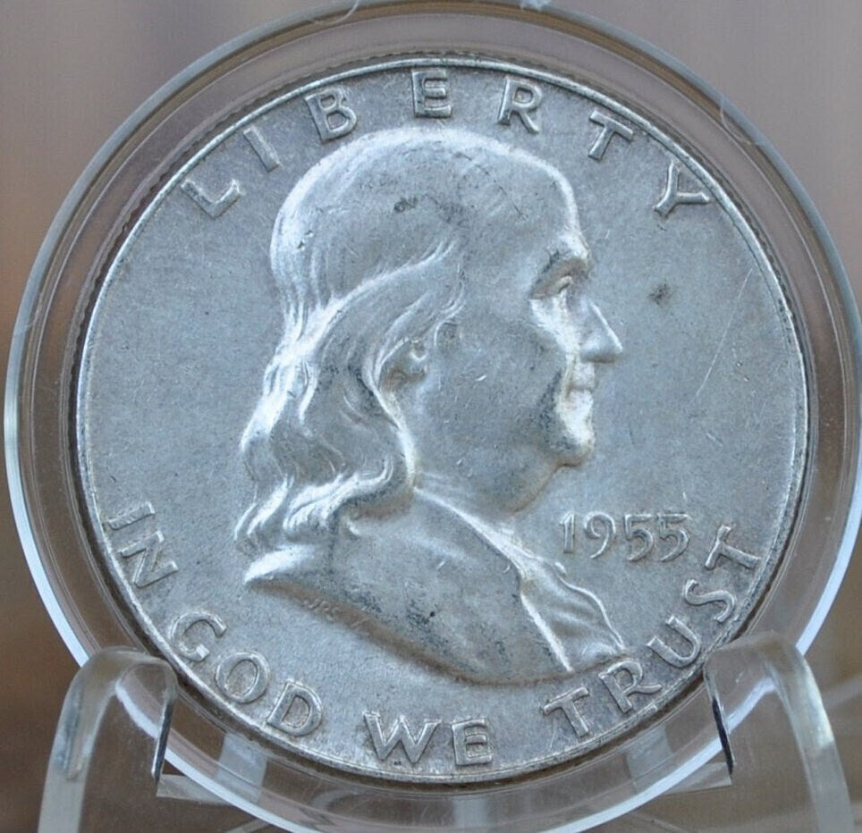 1955 Franklin Half Dollar- Choose by Grade - Key Date of the Franklin Series - 1955P Silver Half Dollar - Philadelphia Mint