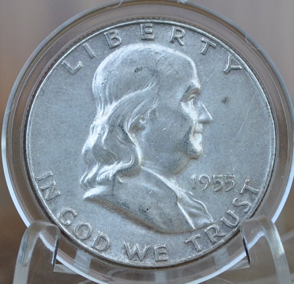 1955 Franklin Half Dollar- Choose by Grade - Key Date of the Franklin Series - 1955P Silver Half Dollar - Philadelphia Mint
