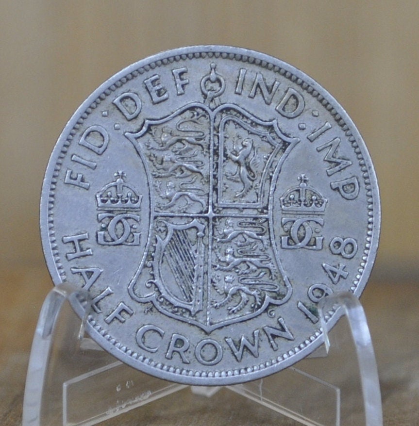 1940s Great Britain Half Crowns - King George - 1/2 Crown 1948 1949 United Kingdom HalfCrown Great for Jewelry, birthdays, gifts
