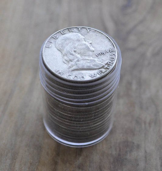 Full Roll of Franklin Half Dollars - Mixed Grades - 20 Silver Half Dollars - 1940s, 1950&#39;s, 1960&#39;s Ben Franklin Silver Half Dollar