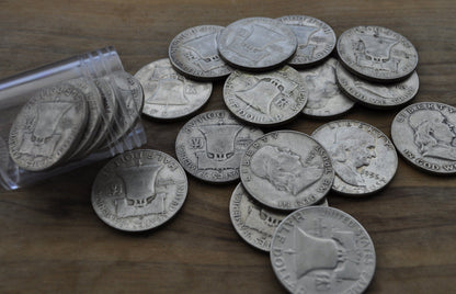 Full Roll of Franklin Half Dollars - Mixed Grades - 20 Silver Half Dollars - 1940s, 1950&#39;s, 1960&#39;s Ben Franklin Silver Half Dollar