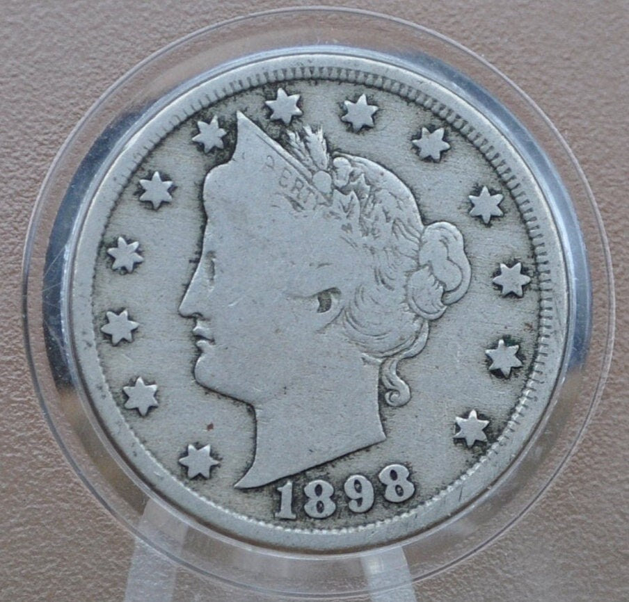 1898 V Nickel - VG-VF (Very Good to Very Fine) Choose by Grade - 1898 Liberty Head Nickel - Philadelphia Mint Better Date Nickel Collection