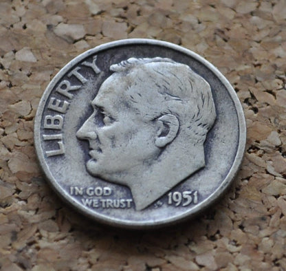 1951 PDS Roosevelt Silver Dimes - Choose Mint and Grade - Roosevelt Dime 1951 P, 1951 D Dime, 1951 S Dime - Circulated & Uncirculated Dimes