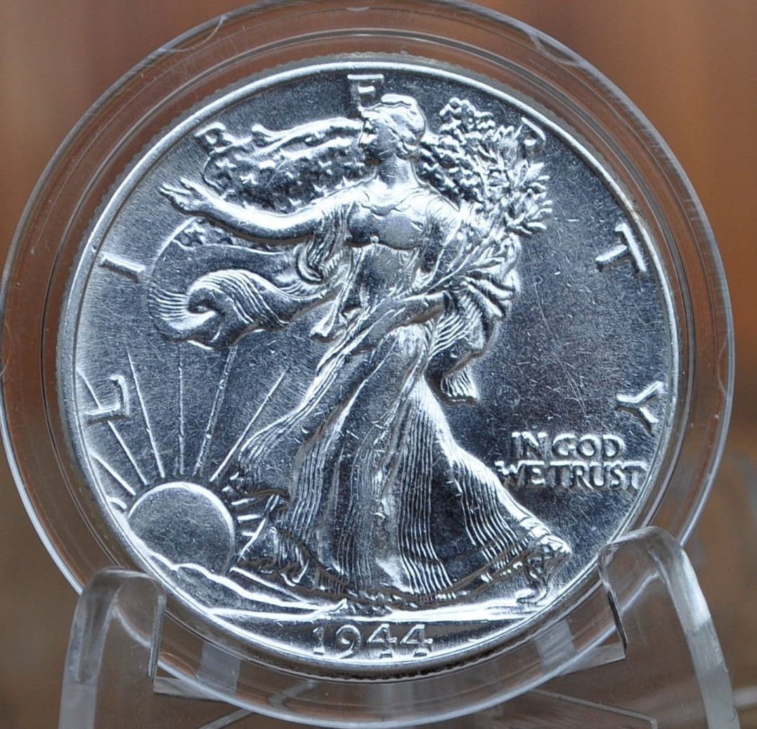 1944 Walking Liberty Half Dollar - XF-AU (Extra Fine to About Uncirculated) Grade - Philadelphia Mint - 1944-P Half Dollar WLH 1944