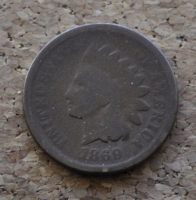 1869 Indian Head Penny - Key Date, Rarest of the 1860's - AG to G (Good) Condition / Grade - 1869 Cent