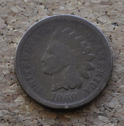 1869 Indian Head Penny - Key Date, Rarest of the 1860's - AG to G (Good) Condition / Grade - 1869 Cent