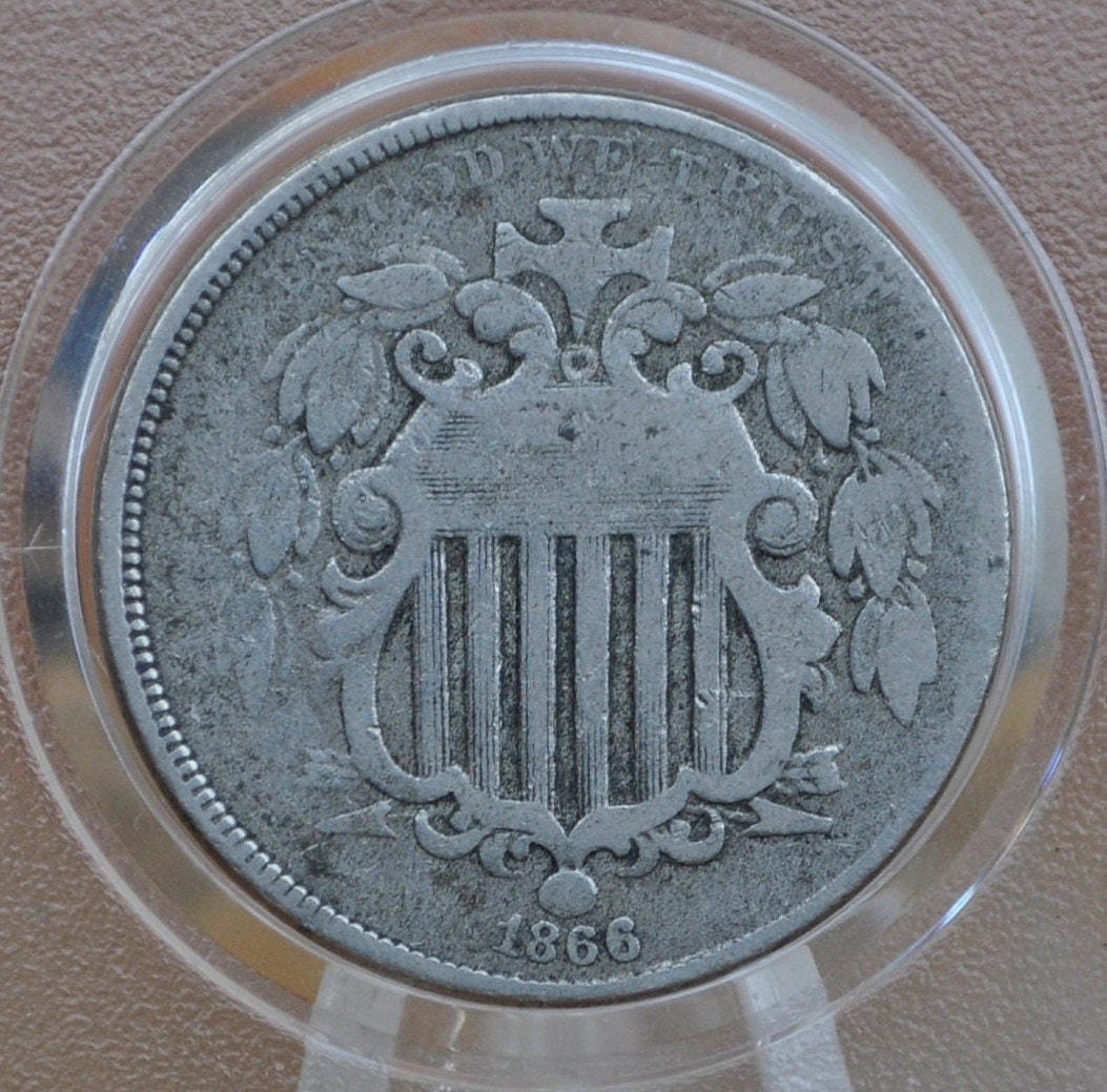 1866 Shield Nickel With Rays - VG-F (Very Good to Fine) Condition - 1866 Nickel - Shield Type Nickel 1800's - Shield Nickels