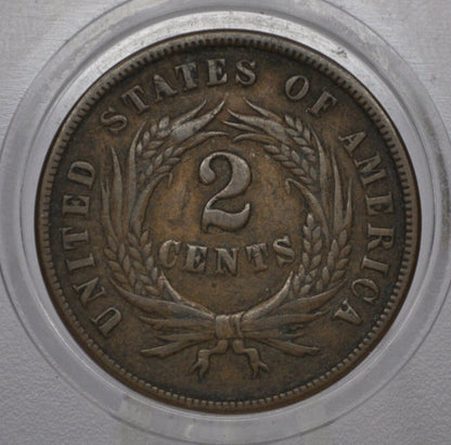 1868 Two Cent US Coin - G-XF (Good to Extreemly Fine) Grade / Condition - Civil War Era Coin - 1868 US 2 Cent Coin 1868 Two cent Piece