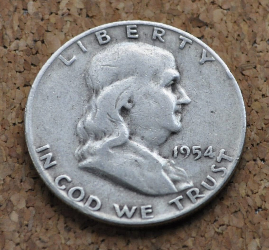 1954-D Franklin Half Dollar - Choose by Grade Circulated-MS63 - Silver Half Dollar - 1954 D Franklin Half Dollar 1954D - Denver Mint