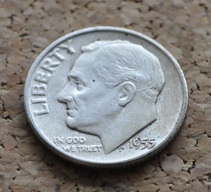 1955 PDS Roosevelt Silver Dimes - Choose Mint and Grade - Roosevelt Dime 1955 P, 1955 D Dime, 1955 S Dime - Circulated & Uncirculated Dimes