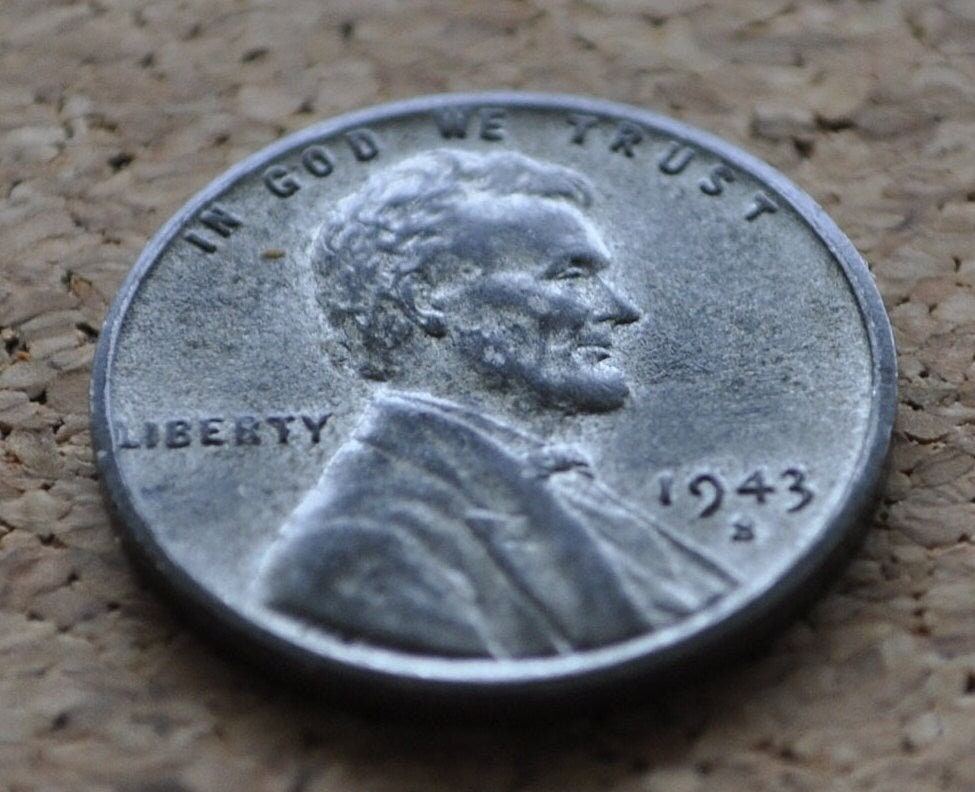 1943-S WWII Era Steel US Cent - WW2 Steel Wheat Penny - Steel Lincoln Penny (San Francisco Mint)