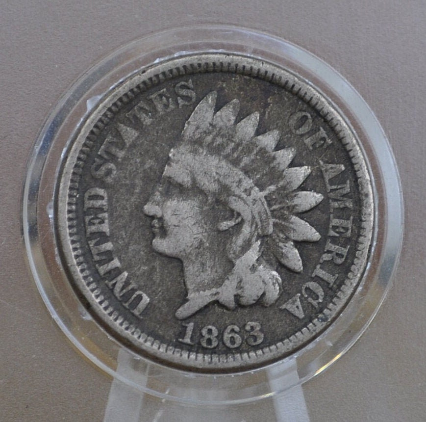1863 Indian Head Penny - Choose by Grade / Condition - Early Date - Civil War Era Cent - 1863 Indian Cent 1863