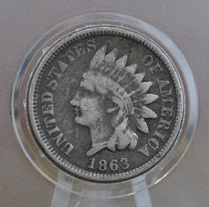 1863 Indian Head Penny - Choose by Grade / Condition - Early Date - Civil War Era Cent - 1863 Indian Cent 1863