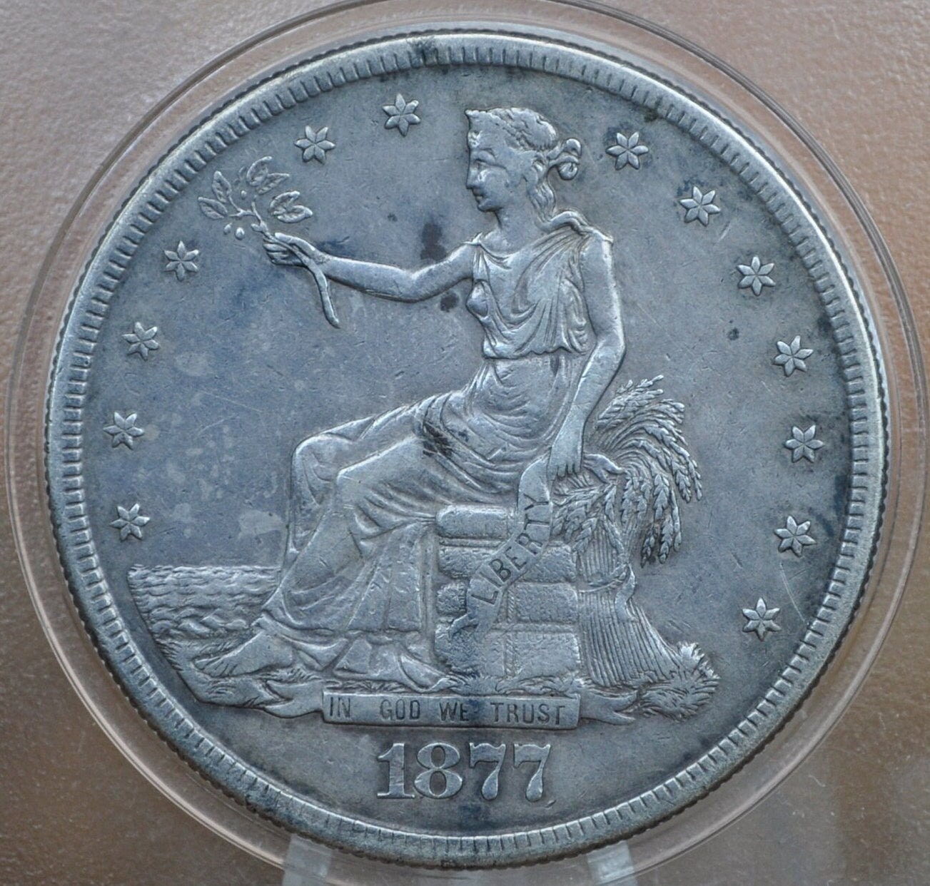 1877-S Trade Dollar - XF (Extremely Fine) Grade / Condition - 1877 S Authentic US Trade Dollar 1877 S - Authentic Silver US Trade Dollar