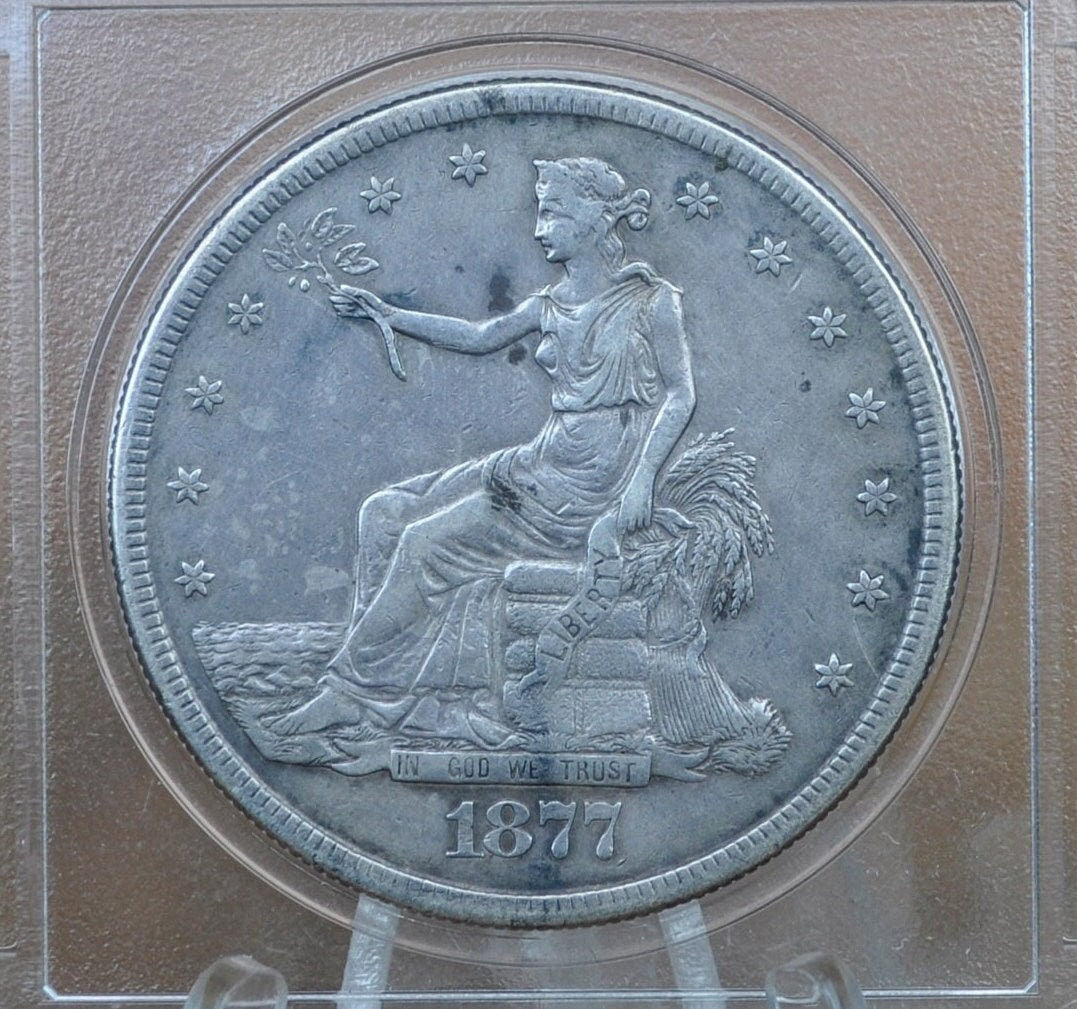 1877-S Trade Dollar - XF (Extremely Fine) Grade / Condition - 1877 S Authentic US Trade Dollar 1877 S - Authentic Silver US Trade Dollar