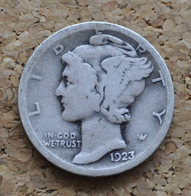 1923-S Mercury Dime - G-VF (Good to Very Fine) Choose by Grade - San Francisco Mint - 1923 S Silver Dime 1923 S Winged Liberty Head Dime