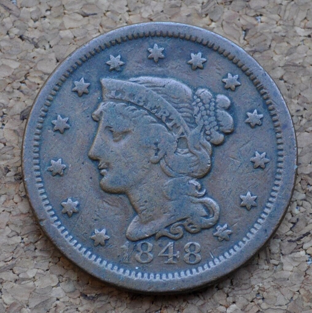 1848 Braided Hair Large Cent - Choose by Grade VG-VF - 1848 Coronet Cent - 1848 US Large Cent - Braided Hair 1839 to 1857