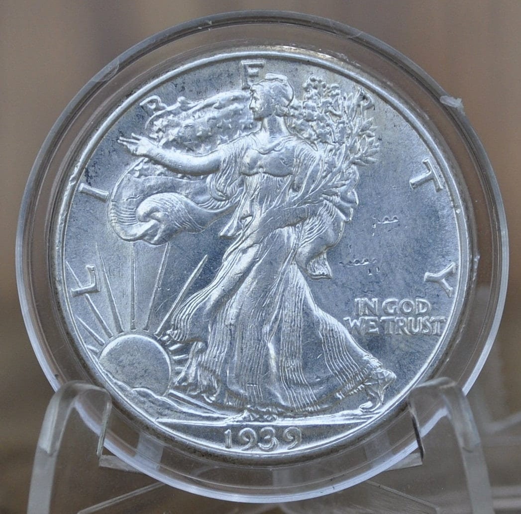 1939-D Walking Liberty Silver Half Dollar - F-XF (EF45; Extremely Fine) - Denver Mint - 1939D Half Dollar / 1939 D Half Dollar - WLH 1939 D