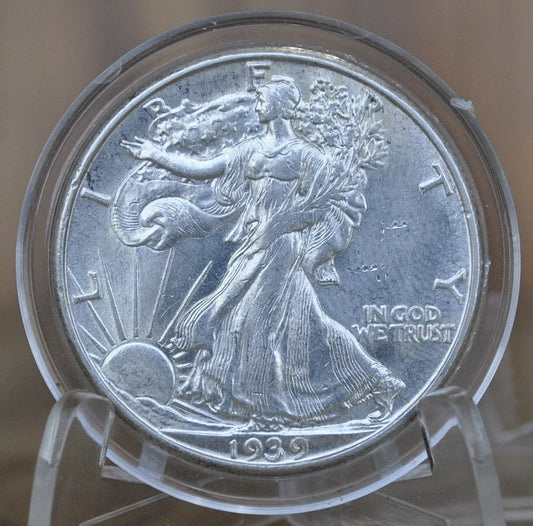 1939-D Walking Liberty Silver Half Dollar - F-XF (EF45; Extremely Fine) - Denver Mint - 1939D Half Dollar / 1939 D Half Dollar - WLH 1939 D