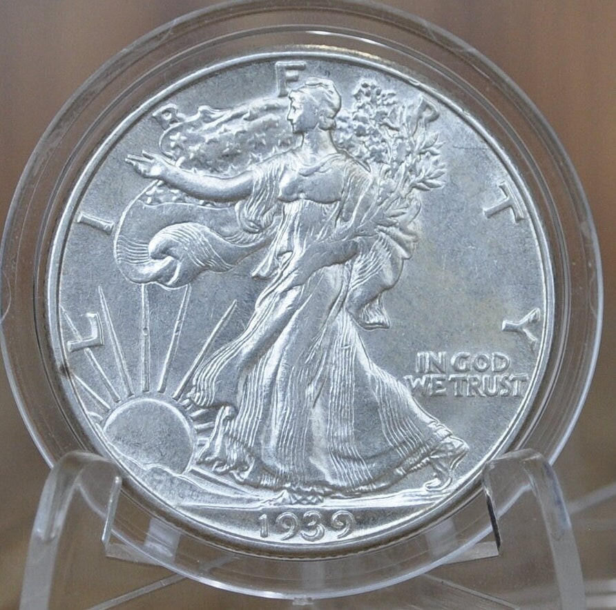 1939-D Walking Liberty Silver Half Dollar - F-XF (EF45; Extremely Fine) - Denver Mint - 1939D Half Dollar / 1939 D Half Dollar - WLH 1939 D