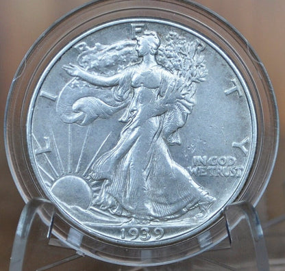 1939-D Walking Liberty Silver Half Dollar - F-XF (EF45; Extremely Fine) - Denver Mint - 1939D Half Dollar / 1939 D Half Dollar - WLH 1939 D