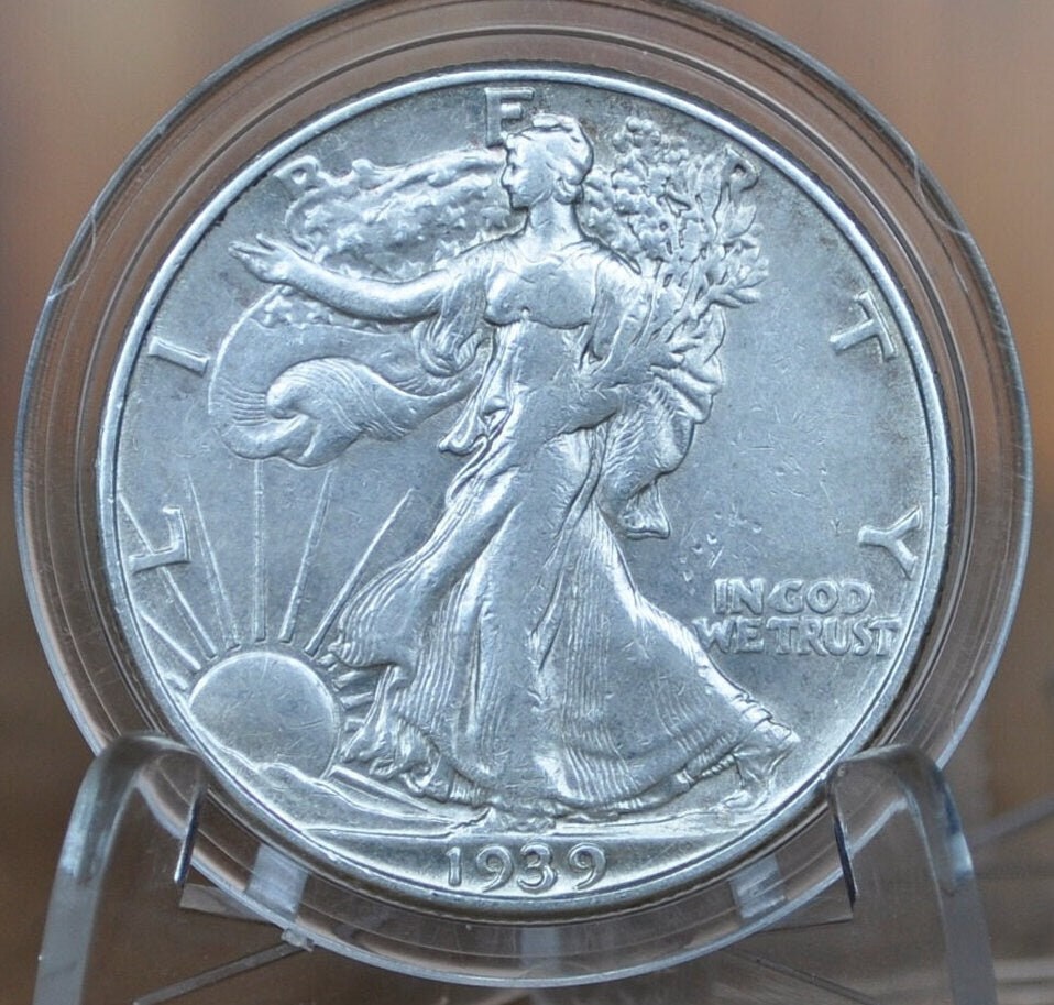 1939-D Walking Liberty Silver Half Dollar - F-XF (EF45; Extremely Fine) - Denver Mint - 1939D Half Dollar / 1939 D Half Dollar - WLH 1939 D